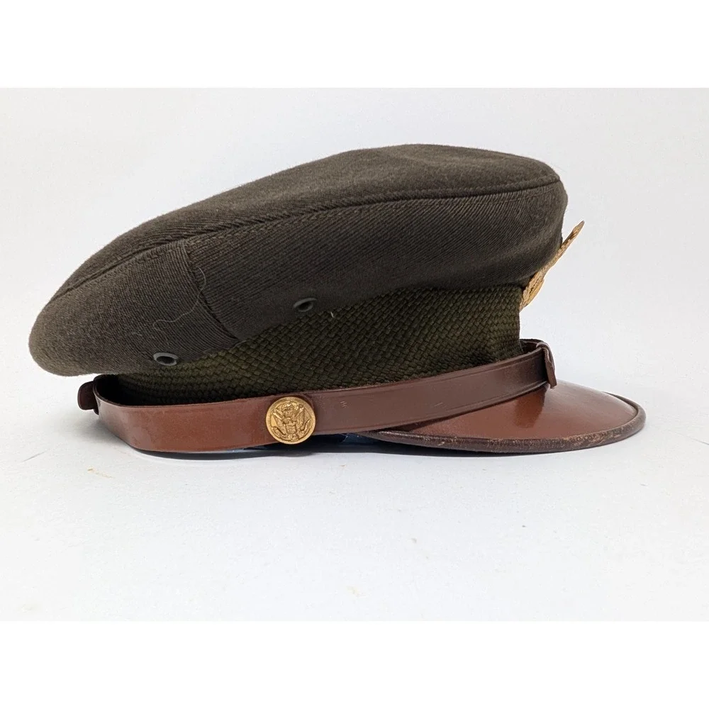 WWII USAAF Knox Flighter Officer Crusher Visor Hat Cap WW2 Named